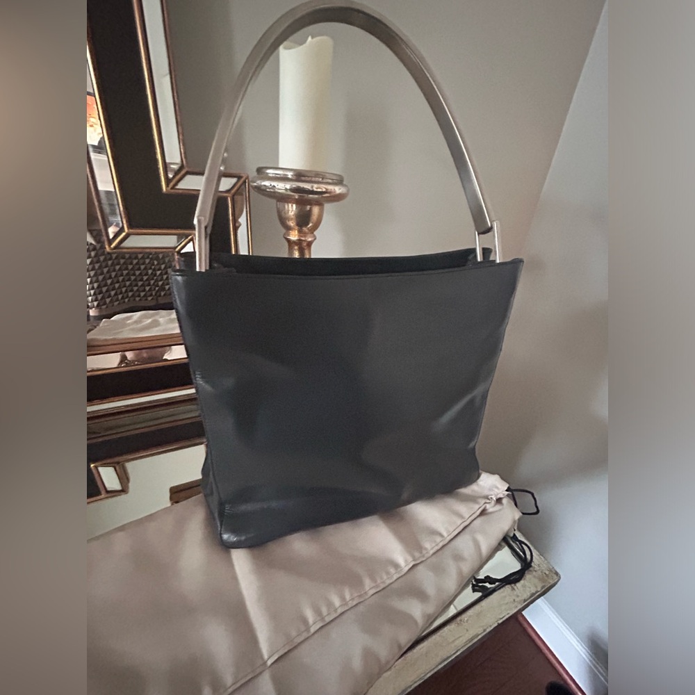 Auth EUC Vintage ⭐️PRADA⭐️ grey calfskin Vitello Metallo loop handle bag